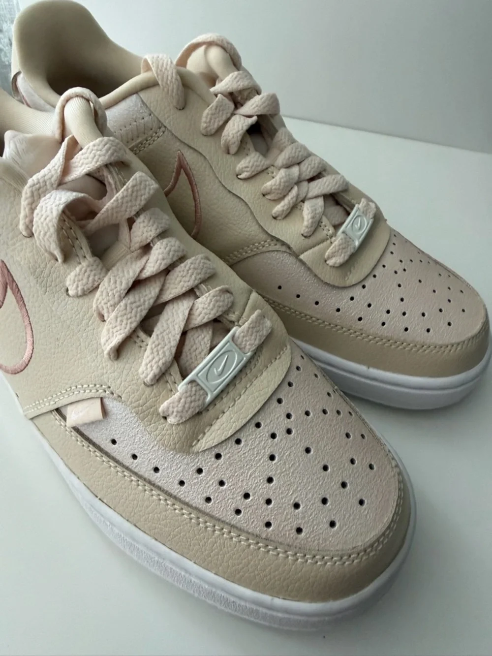 NIKE Women’s Court Vision Low Premium Sneakers-Size 8-Pearl White/Sail Metallic